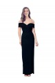 Black Stretch Crepe Off the Shoulder Long Sleeveless Formal Dress / Bridesmaid Dress Southampton