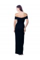 Black Stretch Crepe Off the Shoulder Long Sleeveless Formal Dress / Bridesmaid Dress Southampton