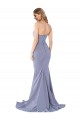 Low Back Smoke Blue Stretch Crepe Sweetheart Long Sleeveless Formal Evening Gown / Prom Dress / Bridesmaid Dress Southampton