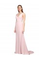 V-Back Stretch Crepe V-Neck Sweep Train Sleeveless Black Tie Evening Dress / Prom Dress / Bridesmaid Dress Southampton