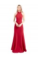 Open Back Red Stretch Crepe Halter Neck Long Sleeveless Formal Evening Gown / Prom Dress / Bridesmaid Dress Southampton