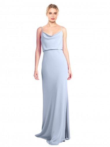 V-Back Stretch Crepe Cowl Neck Long Sleeveless Formal Dress / Bridesmaid Dress Southampton