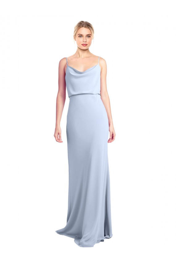 V-Back Stretch Crepe Cowl Neck Long Sleeveless Formal Dress / Bridesmaid Dress Southampton