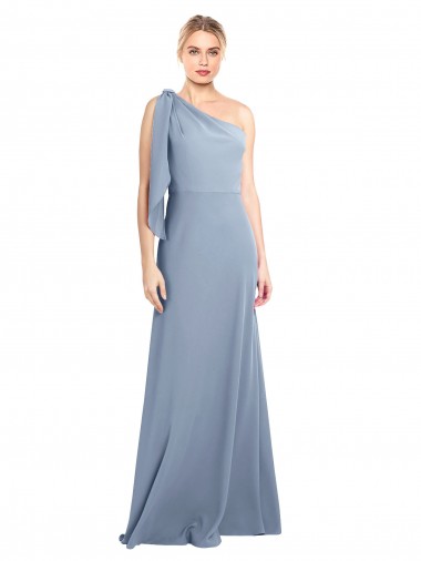 Stretch Crepe One Shoulder Long Flutter Sleeves Formal Dress / Bridesmaid Dress Southampton