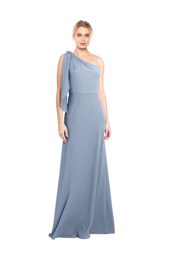Stretch Crepe One Shoulder Long Flutter Sleeves Formal Dress / Bridesmaid Dress Southampton