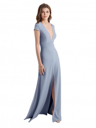 Stretch Crepe V-Neck Long Cap Sleeves Prom Dress / Bridesmaid Dress Southampton