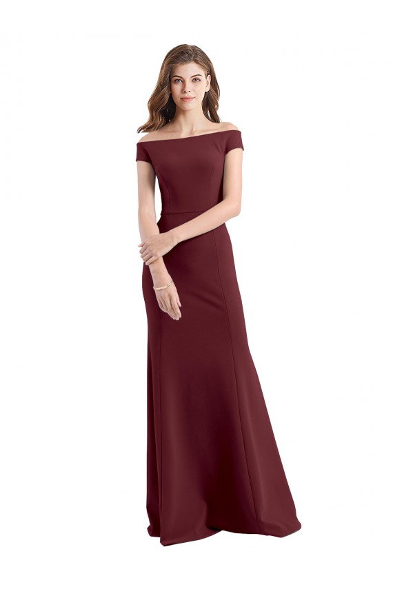 Stretch Crepe Off the Shoulder Long Sleeveless Prom Dress / Bridesmaid Dress Southampton