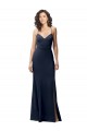 Open Back Dark Navy Stretch Crepe Spaghetti Straps Long Sleeveless Formal Evening Gown / Prom Dress / Bridesmaid Dress Southampton