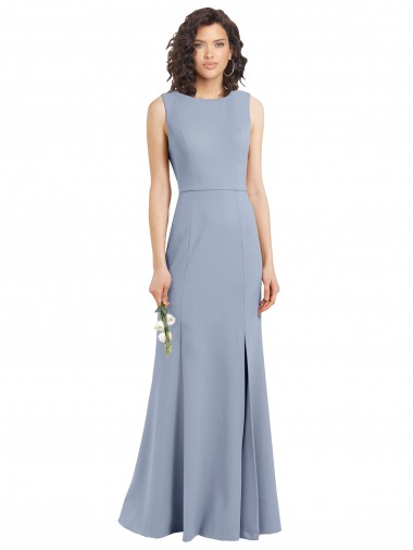 Keyhole Back Stretch Crepe Boat Neck Long Sleeveless Bridesmaid Dress Southampton