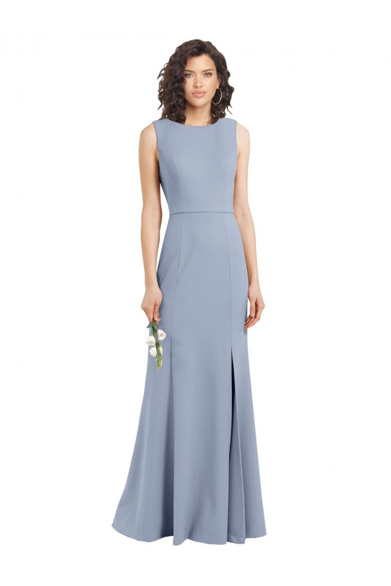 Keyhole Back Stretch Crepe Boat Neck Long Sleeveless Bridesmaid Dress Southampton