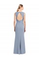 Keyhole Back Stretch Crepe Boat Neck Long Sleeveless Bridesmaid Dress Southampton