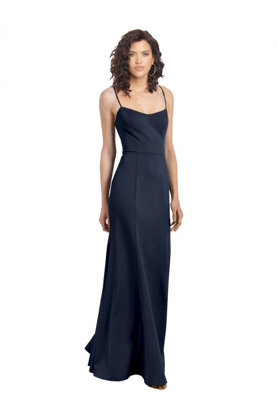 Low Back Stretch Crepe High Neck Long Sleeveless Formal Dress / Bridesmaid Dress Southampton