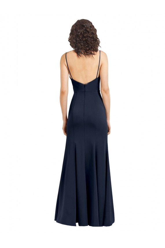 Low Back Stretch Crepe High Neck Long Sleeveless Formal Dress / Bridesmaid Dress Southampton