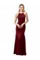 Open Back Burgundy Gold Stretch Crepe Halter Neck Long Sleeveless Formal Evening Gown / Prom Dress / Bridesmaid Dress Southampton