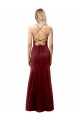 Open Back Burgundy Gold Stretch Crepe Halter Neck Long Sleeveless Formal Evening Gown / Prom Dress / Bridesmaid Dress Southampton