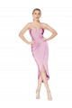 Stretch Crepe Spaghetti Straps Knee Length Sleeveless High Low Evening Gown / Prom Dress / Bridesmaid Dress Southampton
