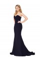 Dark Navy Stretch Crepe Sweetheart Sweep Train Sleeveless Formal Evening Gown / Prom Dress / Bridesmaid Dress Southampton