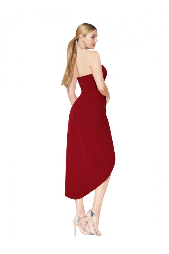Stretch Crepe Sweetheart Knee Length Sleeveless High Low Evening Gown / Prom Dress / Bridesmaid Dress Southampton