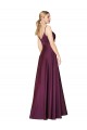 V-Back Wild Berry Stretch Crepe Spaghetti Straps Long Sleeveless Formal Evening Gown / Prom Dress / Bridesmaid Dress Southampton