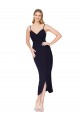 V-Back Stretch Crepe Spaghetti Straps Knee Length Sleeveless Formal Dress / Bridesmaid Dress Southampton