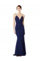 Open Back Stretch Crepe Spaghetti Straps Long Sleeveless Formal Dress / Bridesmaid Dress Southampton
