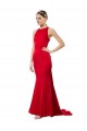 Open Back Red Stretch Crepe Halter Neck Long Sleeveless Formal Evening Gown / Bridesmaid Dress Southampton