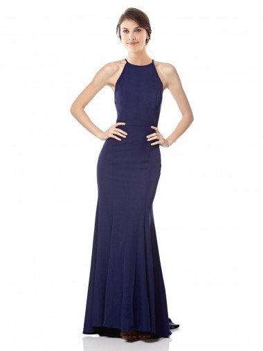 Stretch Crepe Halter Neck Long Sleeveless Bridesmaid Dress / Formal Dress Southampton