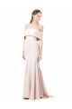 Nude Stretch Crepe Off the Shoulder Long Sleeveless Formal Evening Gown / Prom Dress / Bridesmaid Dress Southampton