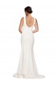 Low Back Stretch Crepe Square Neck Sweep Train Sleeveless Semi Formal Evening Dress / Prom Dress / Bridesmaid Dress Southampton