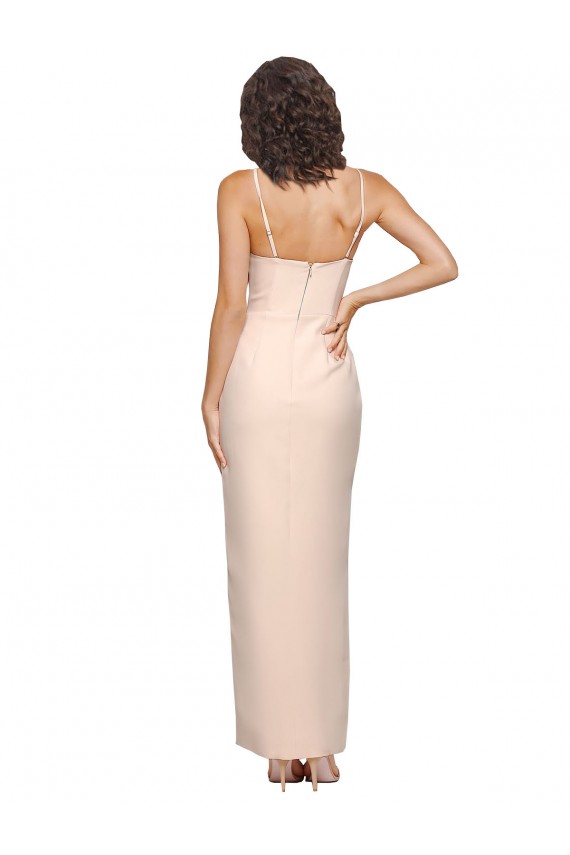 Low Back Nude Stretch Crepe Strapless Long Sleeveless Semi Formal Evening Dress / Prom Dress / Bridesmaid Dress Southampton