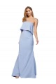 Low Back Light Sky Blue Stretch Crepe Strapless Long Sleeveless Formal Dress / Bridesmaid Dress Southampton