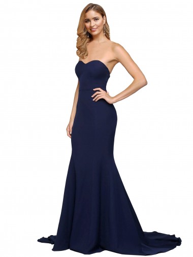 Low Back Stretch Crepe Sweetheart Sweep Train Sleeveless Formal Evening Gown / Prom Dress / Bridesmaid Dress Southampton