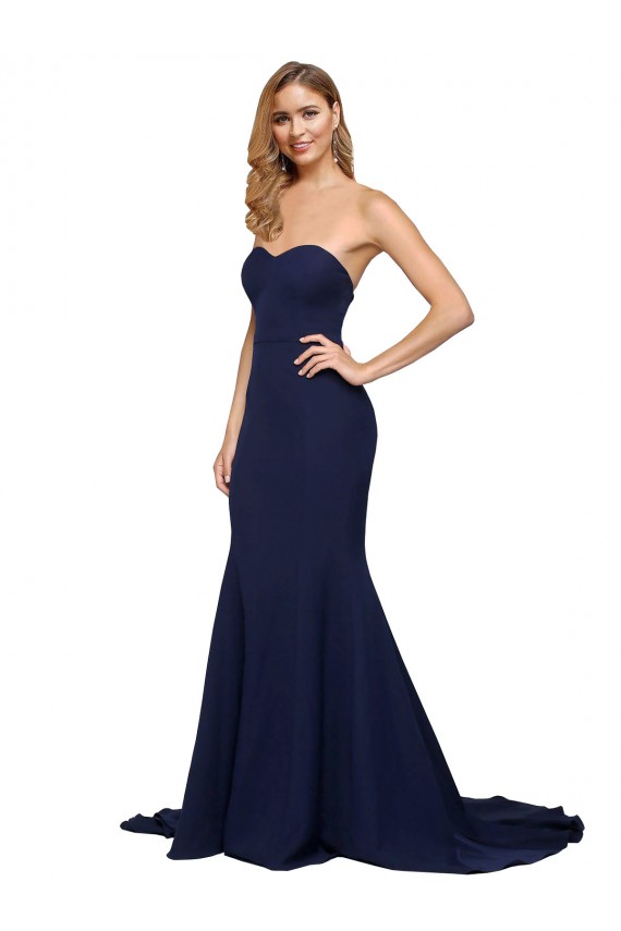 Low Back Stretch Crepe Sweetheart Sweep Train Sleeveless Formal Evening Gown / Prom Dress / Bridesmaid Dress Southampton