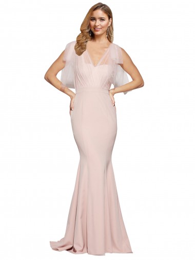 Low Back Stretch Crepe & Tulle Sweetheart Long Sleeveless Formal Dress / Bridesmaid Dress Southampton