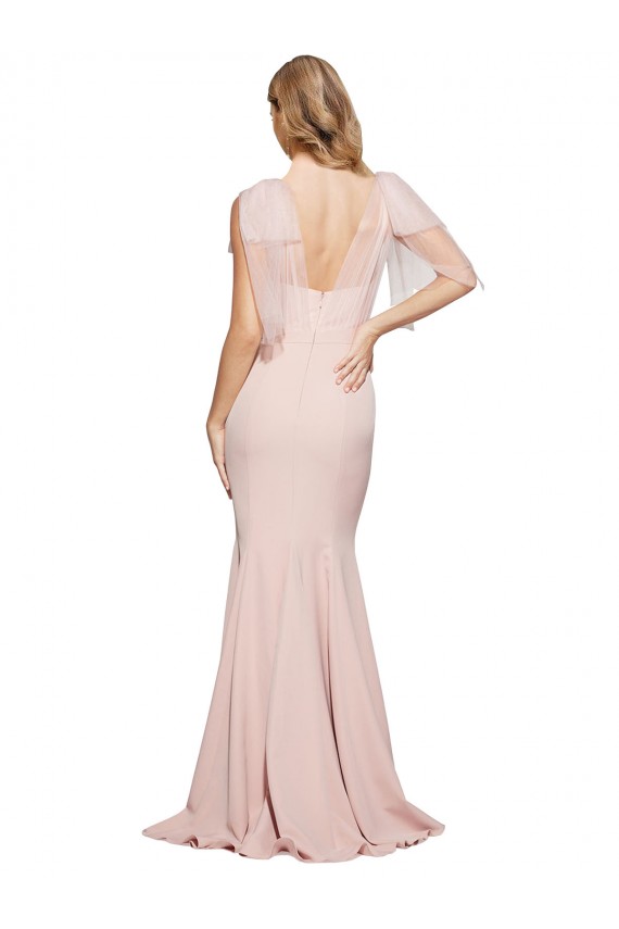 Low Back Stretch Crepe & Tulle Sweetheart Long Sleeveless Formal Dress / Bridesmaid Dress Southampton