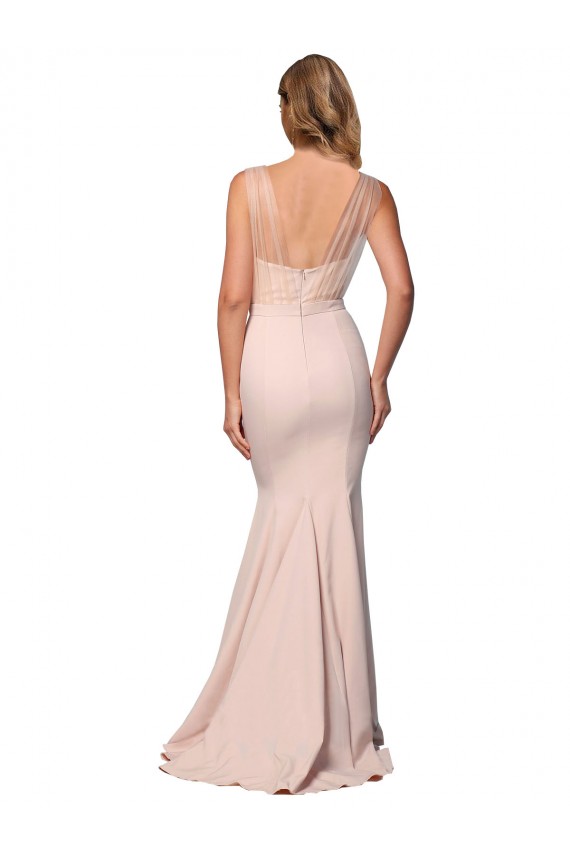 Low Back Stretch Crepe & Tulle Sweetheart Long Sleeveless Formal Evening Gown / Prom Dress / Bridesmaid Dress Southampton