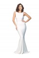 V-Back Ivory Stretch Crepe High Neck Long Sleeveless Formal Evening Gown / Prom Dress / Bridesmaid Dress Southampton