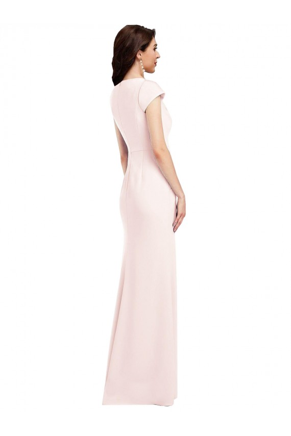 Stretch Crepe V-Neck Long Cap Sleeves Formal Evening Gown / Prom Dress / Bridesmaid Dress Southampton