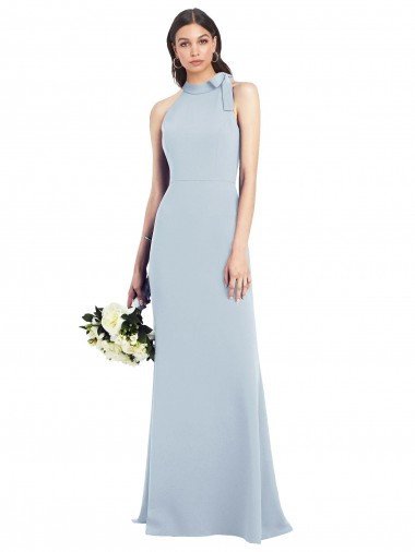 Open Back Stretch Crepe Bow Neck Long Sleeveless Semi Formal Evening Dress / Prom Dress / Bridesmaid Dress Southampton