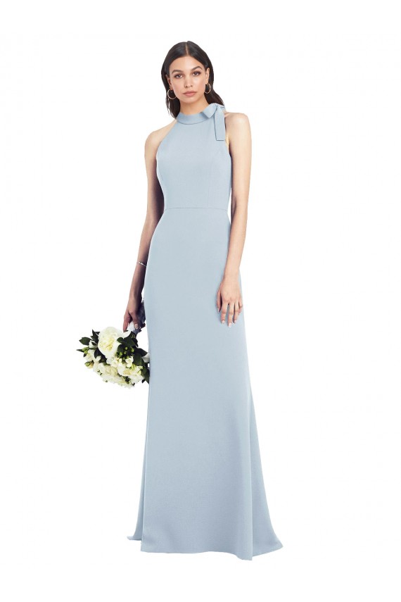 Open Back Stretch Crepe Bow Neck Long Sleeveless Semi Formal Evening Dress / Prom Dress / Bridesmaid Dress Southampton