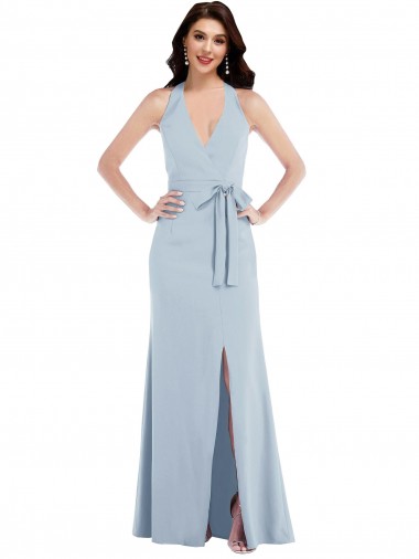 Open Back A-Line Stretch Crepe Halter Neck Long Sleeveless Formal Evening Gown / Prom Dress / Bridesmaid Dress Southampton