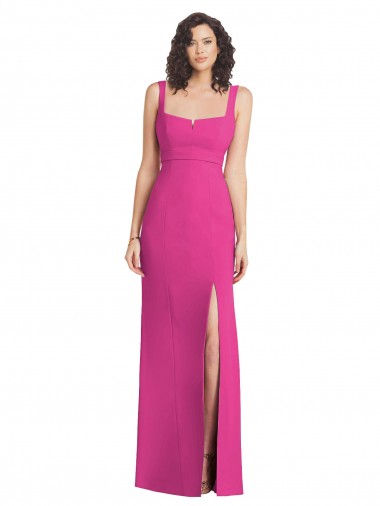 Low Back Stretch Crepe Square Neck Long Sleeveless Semi Formal Evening Dress / Prom Dress / Bridesmaid Dress Southampton