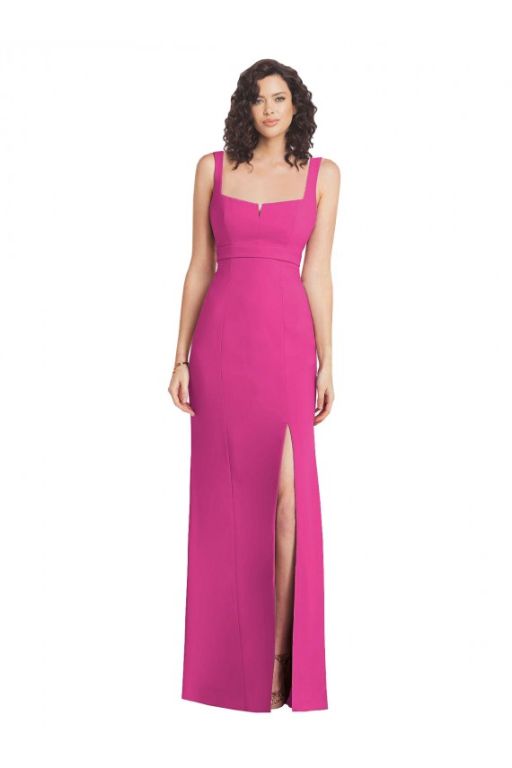 Low Back Stretch Crepe Square Neck Long Sleeveless Semi Formal Evening Dress / Prom Dress / Bridesmaid Dress Southampton