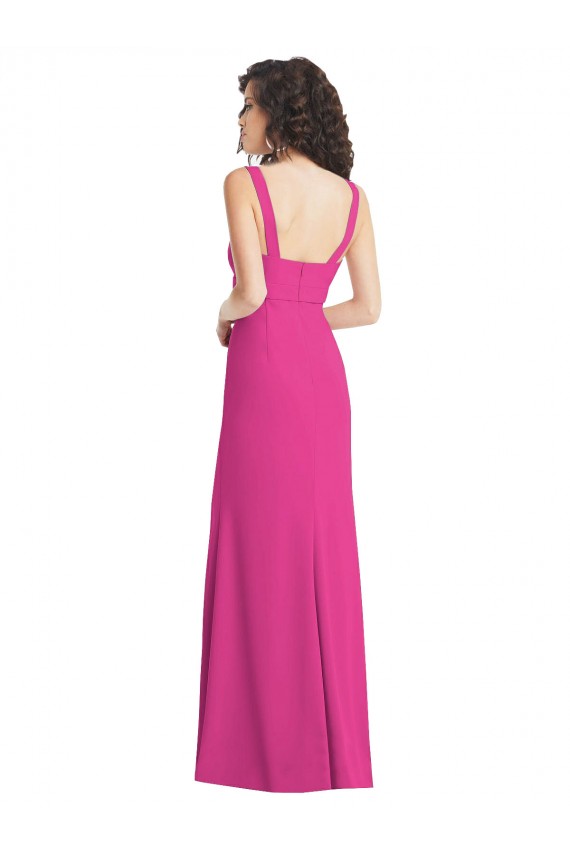 Low Back Stretch Crepe Square Neck Long Sleeveless Semi Formal Evening Dress / Prom Dress / Bridesmaid Dress Southampton