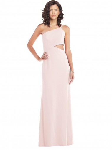Pink Stretch Crepe One Shoulder Long Sleeveless Formal Evening Gown / Prom Dress / Bridesmaid Dress Southampton
