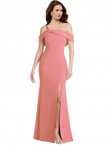 Low Back Stretch Crepe One Shoulder Long Sleeveless Semi Formal Evening Dress / Prom Dress / Bridesmaid Dress Southampton