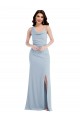 Light Sky Blue Stretch Crepe One Shoulder Long Sleeveless Formal Dress / Bridesmaid Dress Southampton