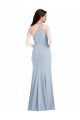 Light Sky Blue Stretch Crepe One Shoulder Long Sleeveless Formal Dress / Bridesmaid Dress Southampton