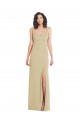 Low Back Champagne Stretch Crepe Square Neck Long Sleeveless Formal Evening Gown / Prom Dress / Bridesmaid Dress Southampton