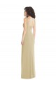 Low Back Champagne Stretch Crepe Square Neck Long Sleeveless Formal Evening Gown / Prom Dress / Bridesmaid Dress Southampton